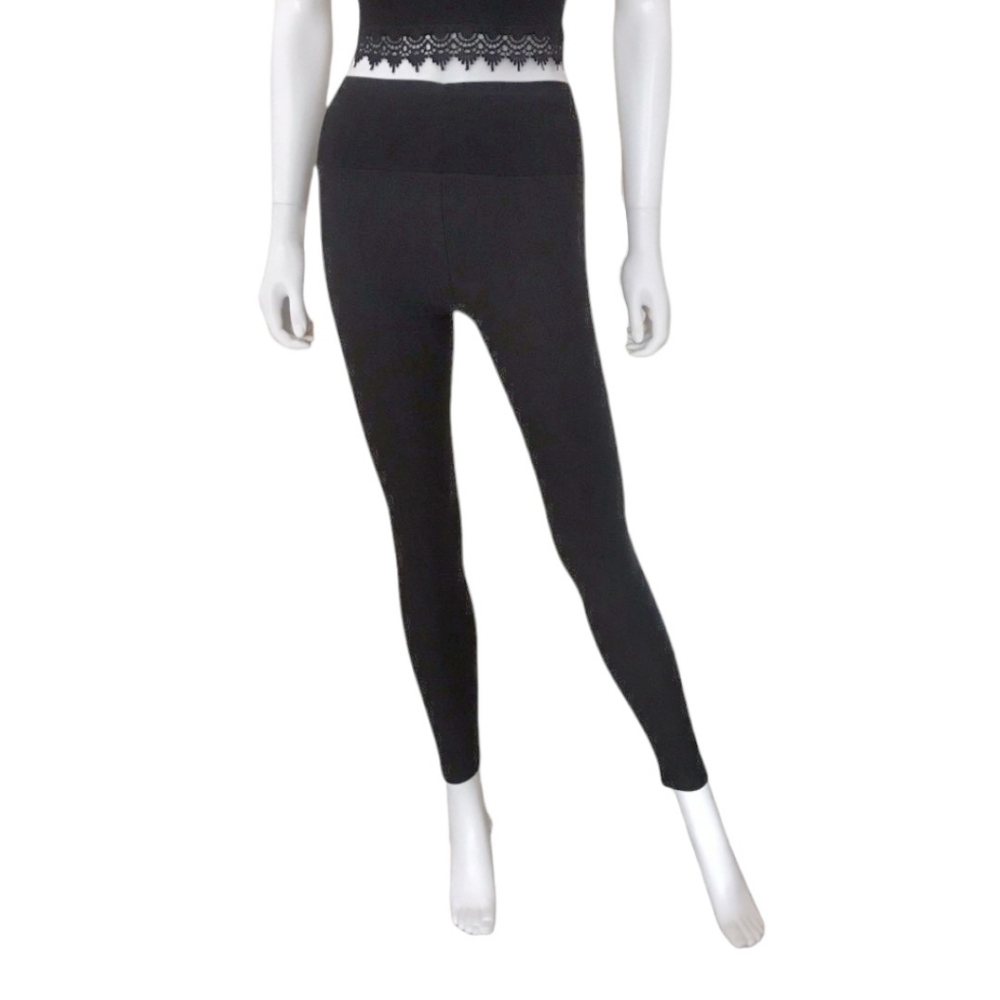 Plush Black Extra Soft Fleece Lining Leggings, XS